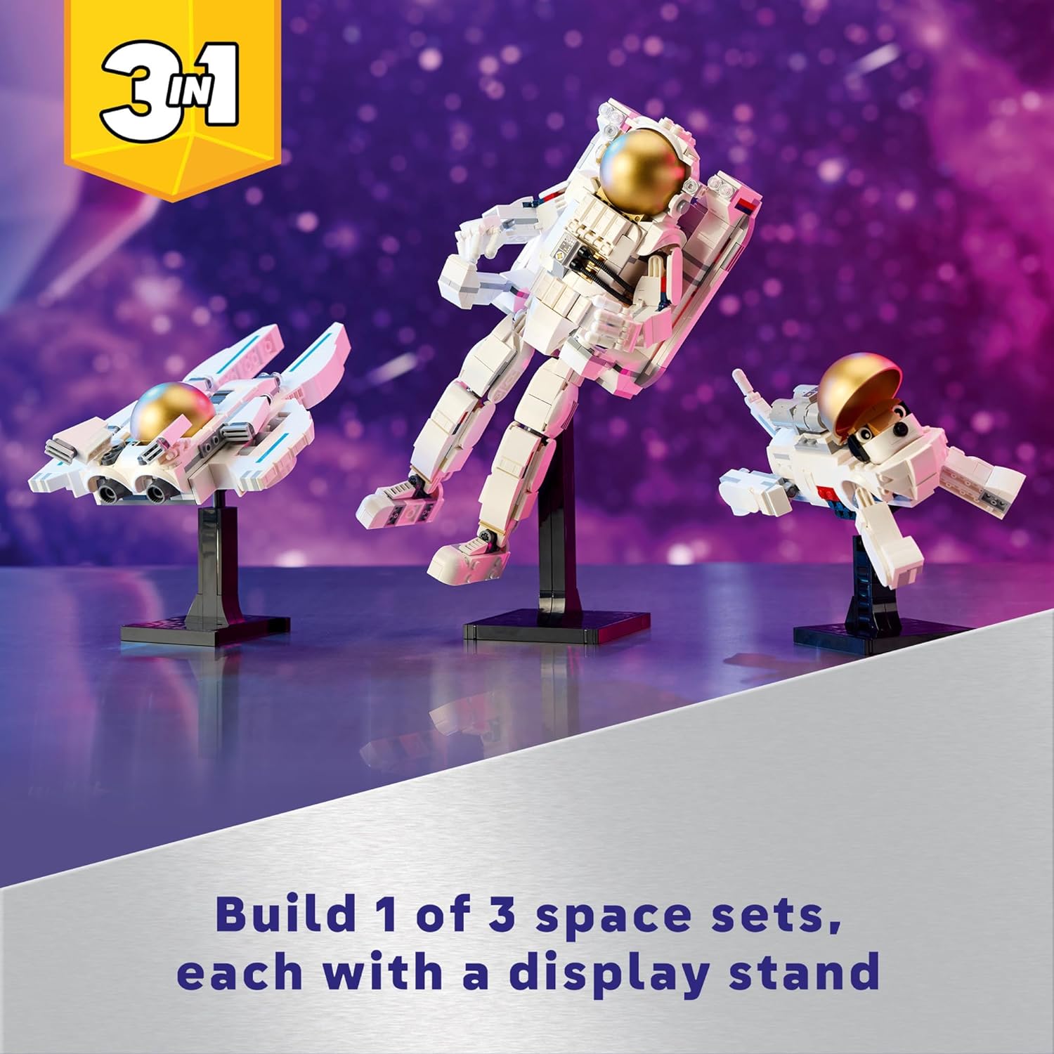 لعبة رائد فضاء 3 في 1 من ليجو كرييتور 31152، مجموعة بناء تتحول من شخصية رائد فضاء إلى كلب فضائي إلى طائرة فايبر، فكرة هدية بطابع الفضاء للأولاد والبنات