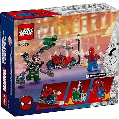 LEGO Marvel 76275 Motorcycle Chase: Spider-Man vs. Doc Ock, Buildable Toy for Kids with Stud Shooters and Web Blasters, 2 Marvel Minifigures, Super Hero Toy, Gift for Boys and Girls Aged 6 and Up