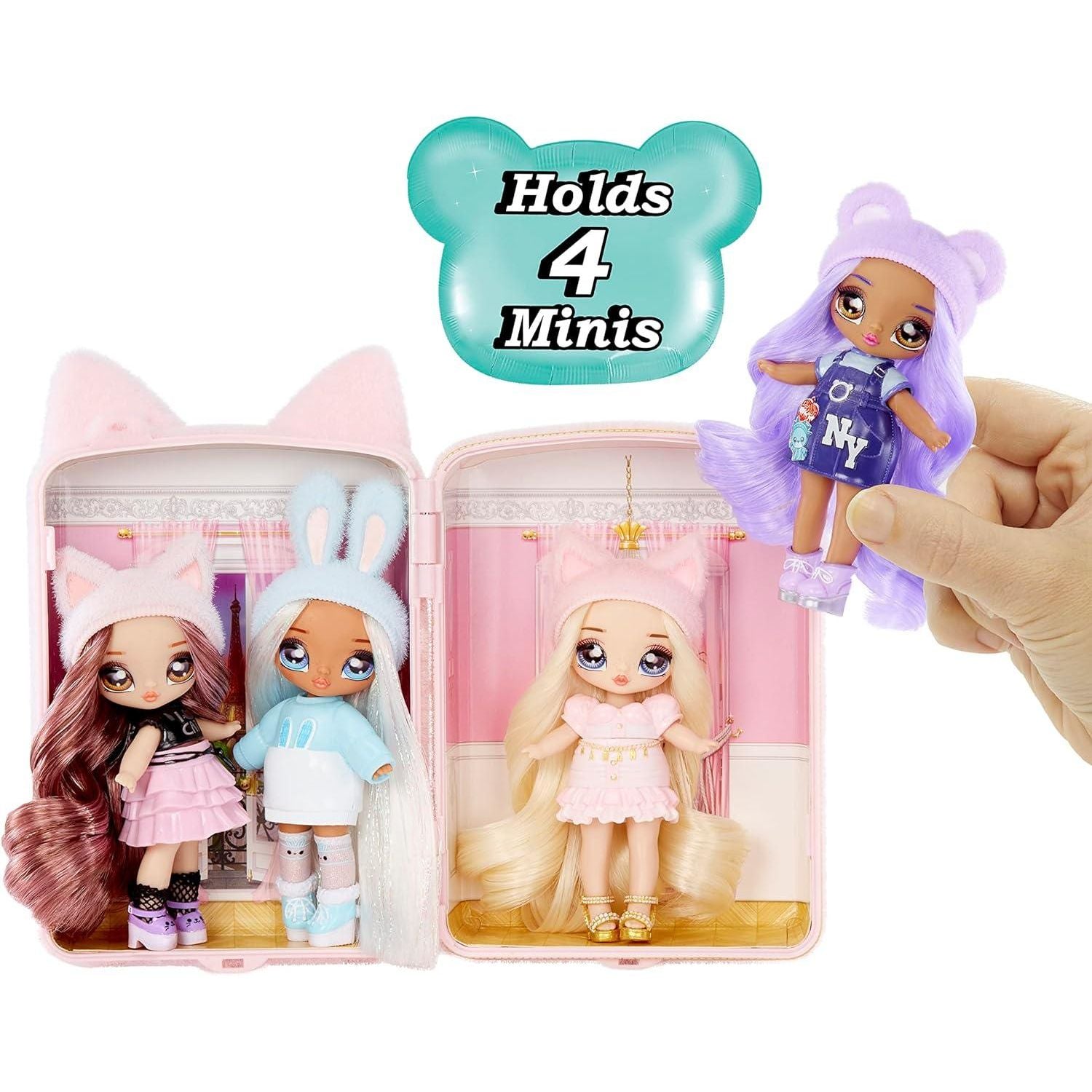 Na! Na! Na! Surprise Mini Backpack Bedroom Lizzy York Fashion Doll, Fuzzy Purple Bear Backpack, Gift for Kids