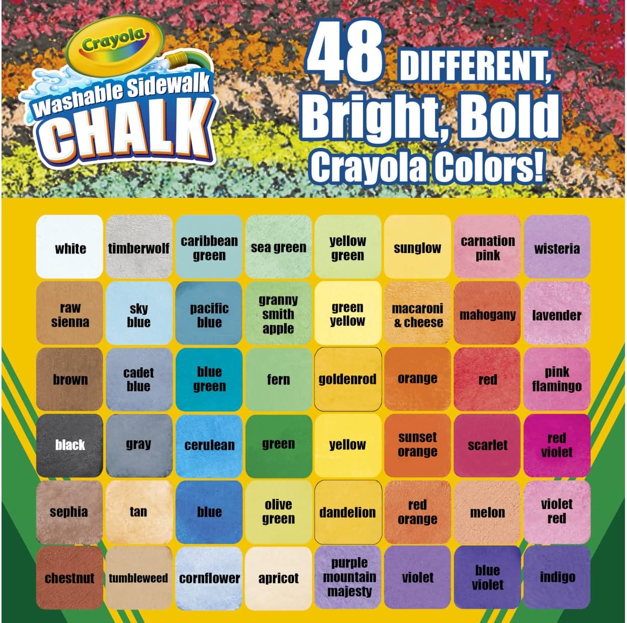 Crayola Washable Sidewalk Chalk, 48 Assorted Bright Colors