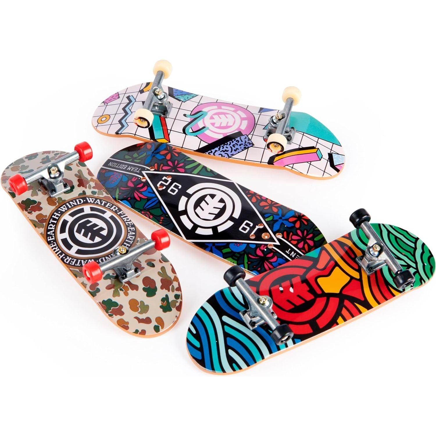 Tech Deck, Ultra DLX Fingerboard 4-Pack, Element Skateboards, Collectible and Customizable Mini Skateboards
