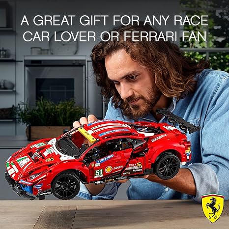 LEGO Technic Ferrari 488 GTE “AF Corse #51” 42125 - سيارة السباق الرياضية من سلسلة Champion GT، مجموعة نماذج حصرية قابلة للتجميع، مجموعة لهواة التجميع للبالغين