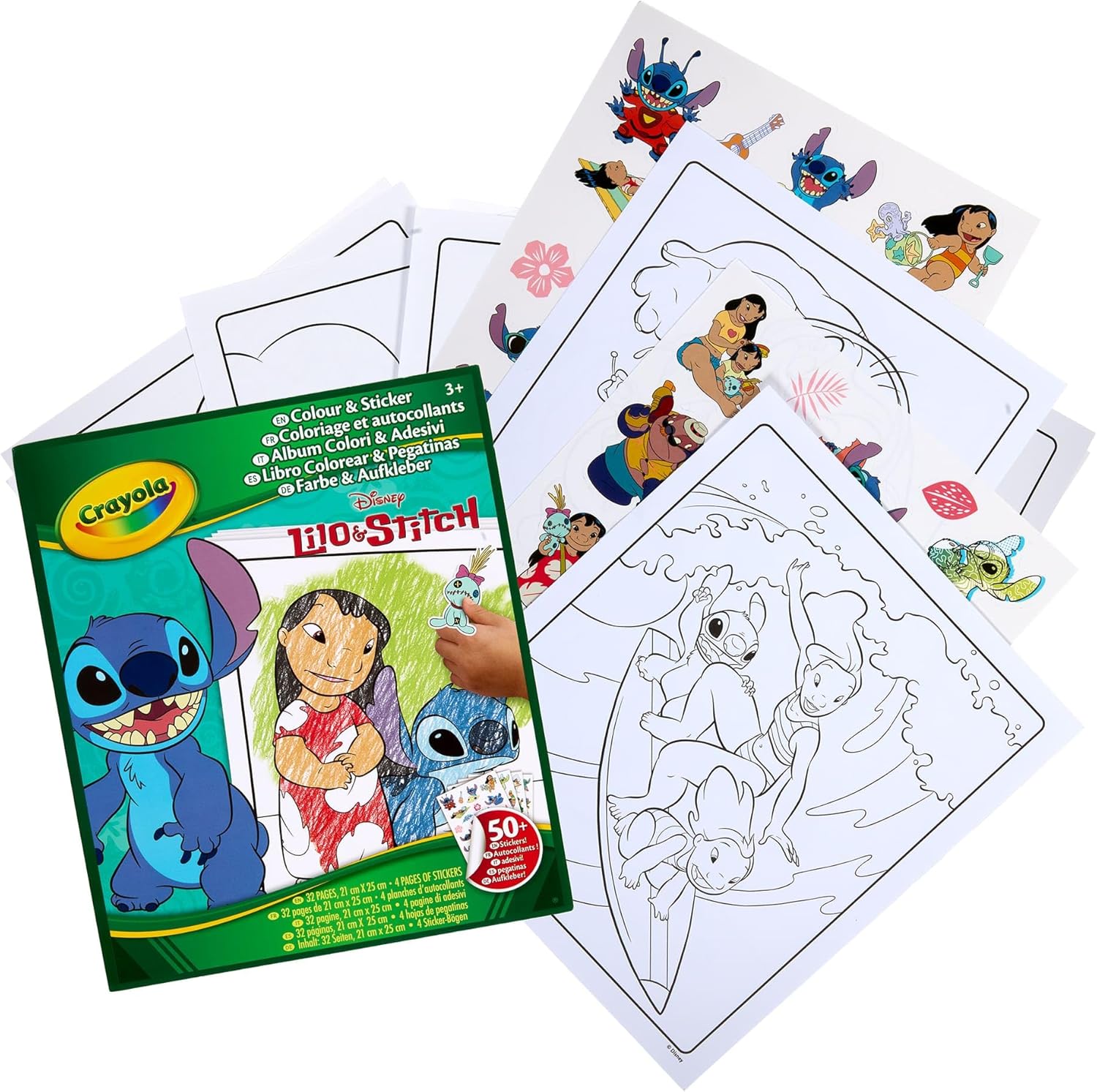 Crayola Lilo&Stitch Sticker Colouring Book, 32 Pages and 4 Sheets of Stickers Included