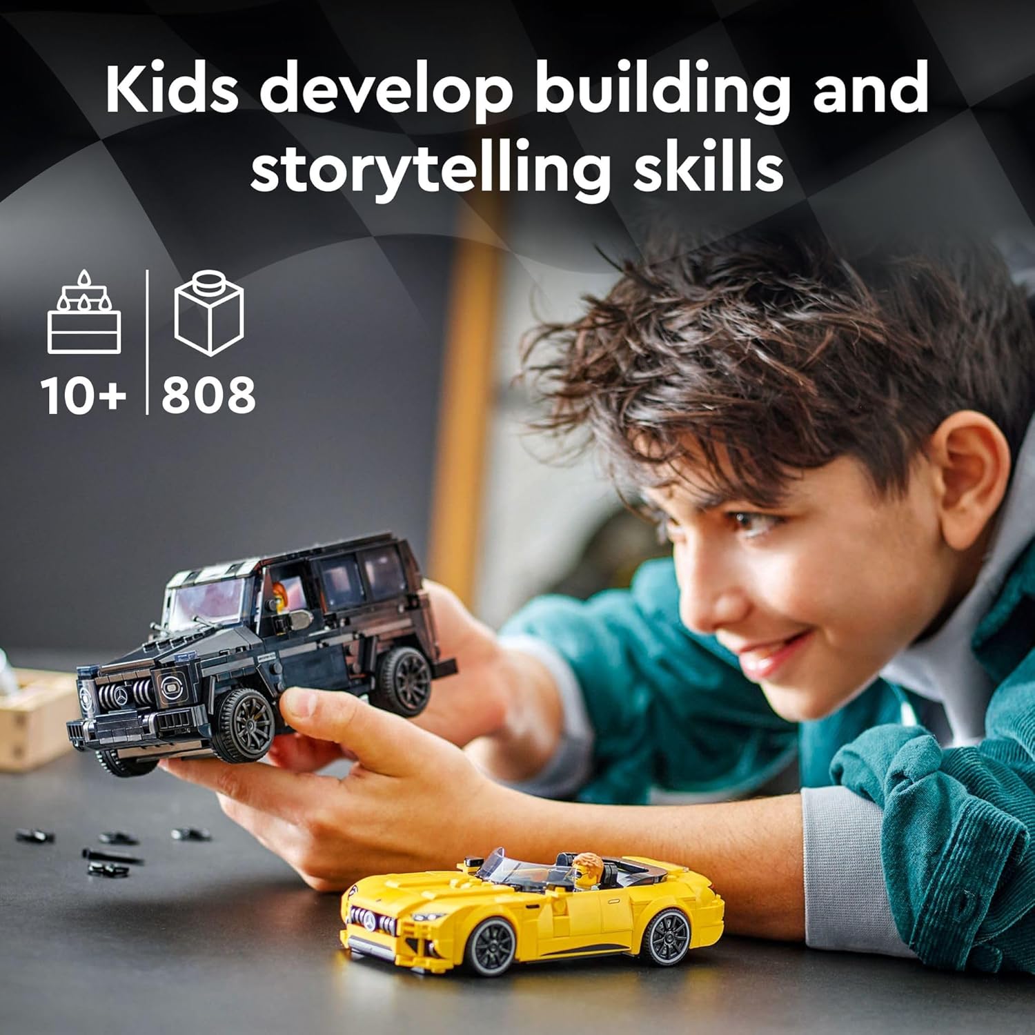 ليجو 76924 سبيد تشامبيونز سيارة مرسيدس AMG G 63 ومرسيدس AMG SL 63 F1، مجموعة مركبات فورمولا 1 للأطفال، مجموعتان للبناء 