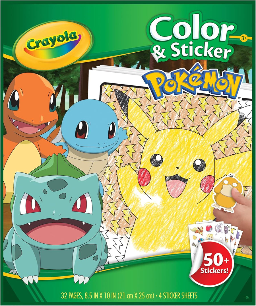 Crayola Coloring Book with Pokemon Stickers, 32 Pages and 4 Sheets of Stickers Included