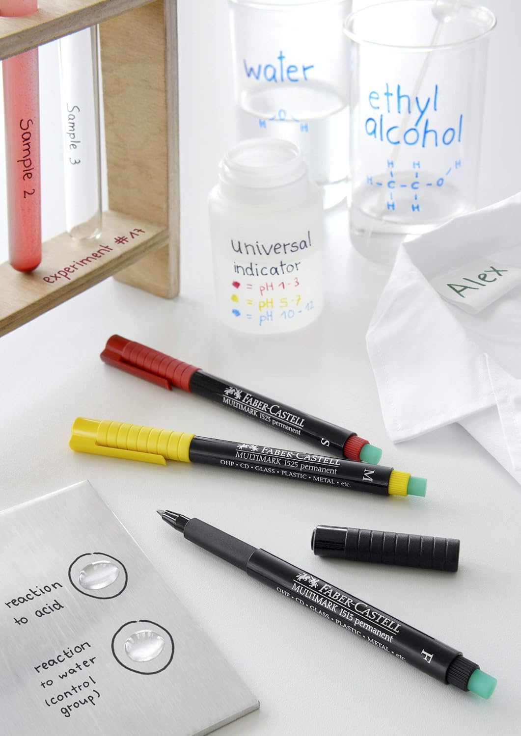 Faber-Castell 1525 Multimark Permanent Marker, Assorted - Set of 4 - Medium