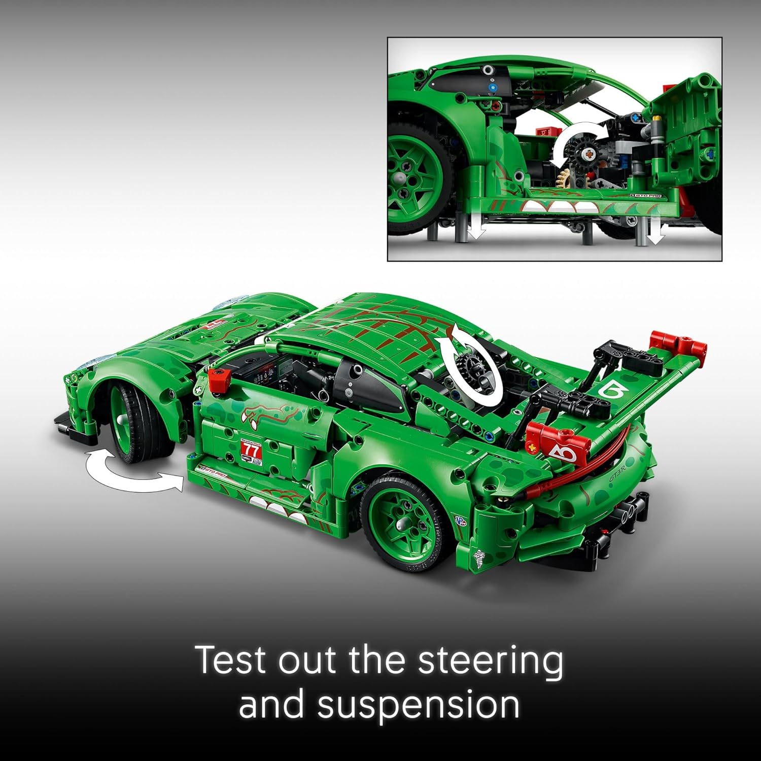 LEGO Technic Porsche 911 GT3 R Rexy AO Racing Car Building Toy for Boys & Girls - Car Toy W/Realistic Steering & 6-Cylinder Engine for Kids & Auto Fans, Ages 11+ - Gift Idea for Birthdays - 42224