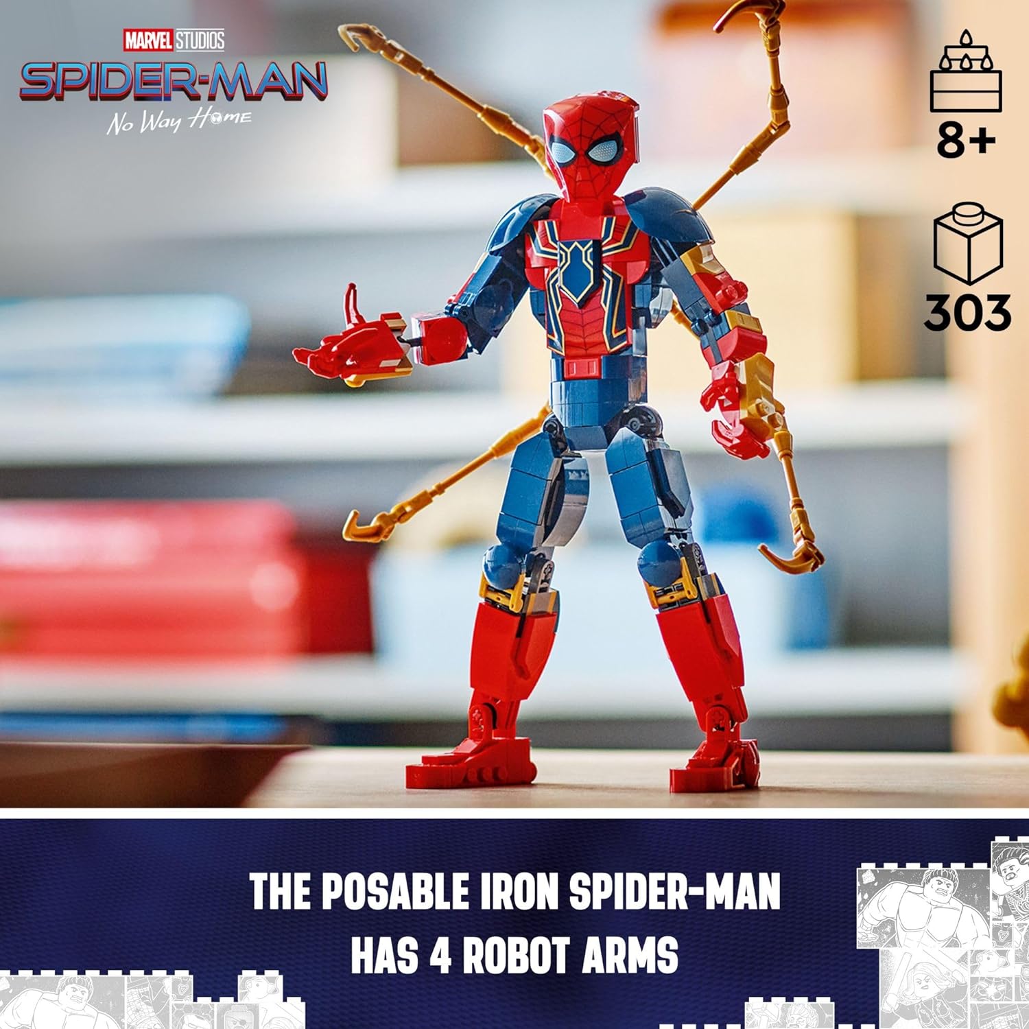 LEGO 76298 Marvel Iron Spider-Man Construction Figure, Super Hero Marvel Toy for Kids, Posable Spider-Man Action Figure with Armor, Buildable Toy Model, Gift for Boys and Girls Ages 8 and Up