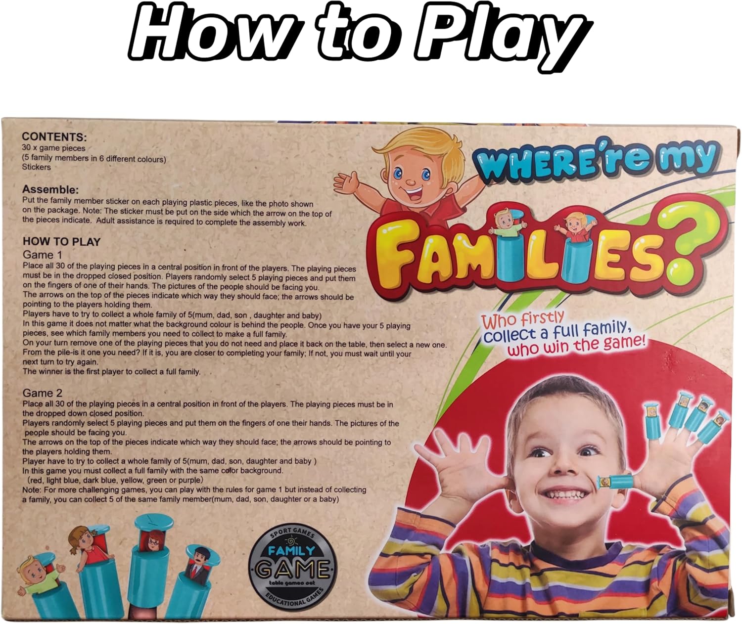 Ybgocot Kids Game,Family Game,Where're My Families Game for 2-4 Players Board Game 007-192