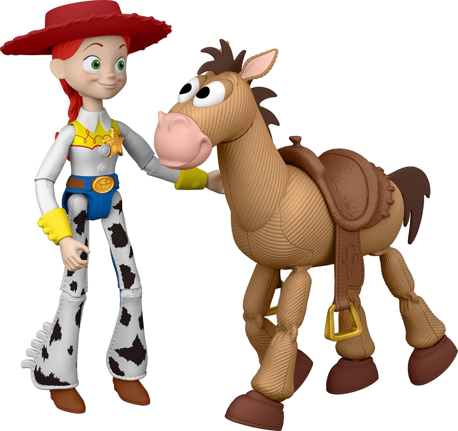 Mattel Disney and Pixar Toy Story 5 مجموعة شخصيات جيسي وبولزي مقاس 7 إنش قابلة لاتخاذ الوضعيات من مجموعات اللعب، قبعة راعي البقر قابلة للإزالة، JKV21