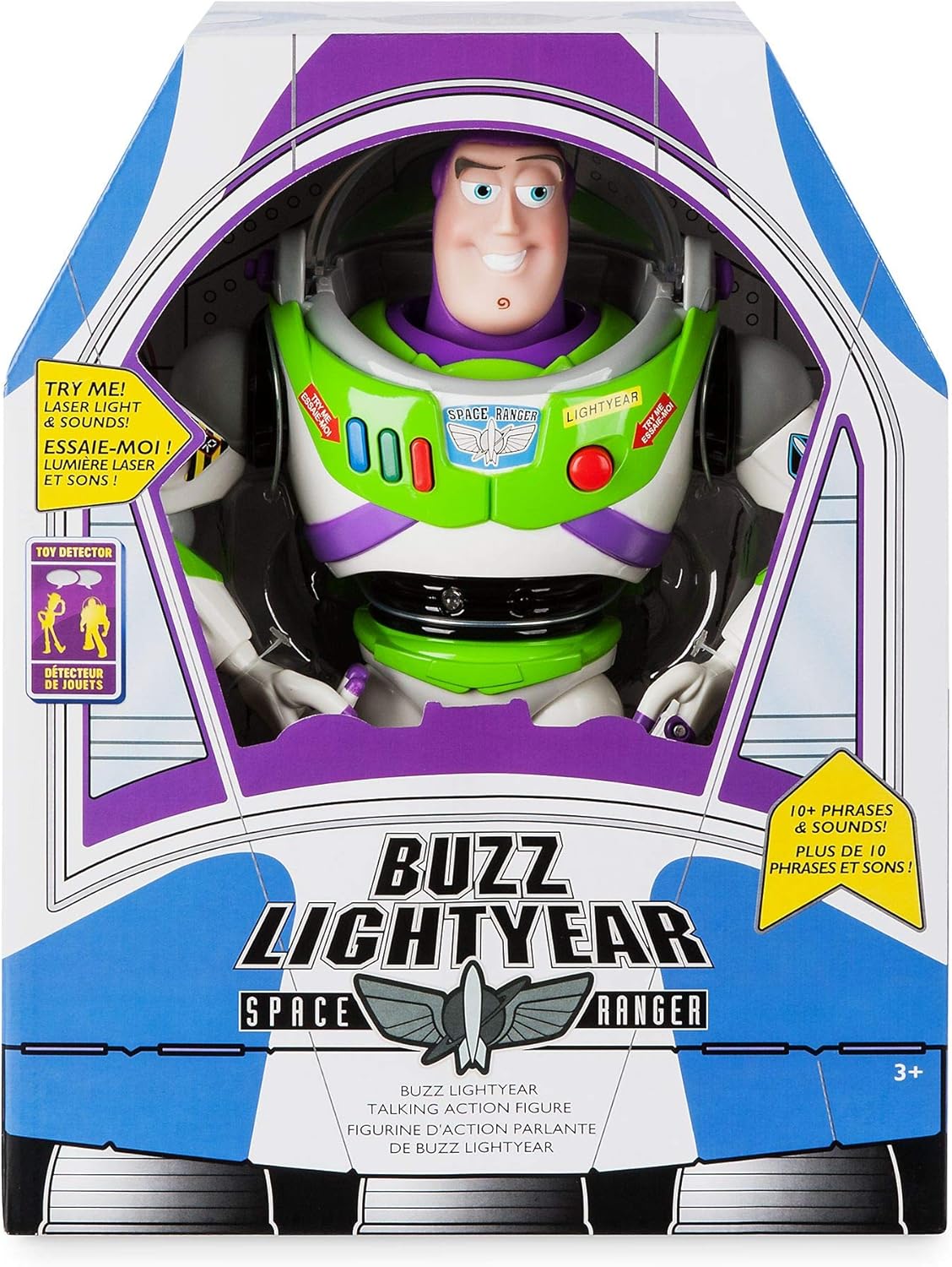 Disney Store Official Buzz Lightyear Interactive Talking Action Figure from Toy Story, Features 10+ English Phrases, Interacts with Other Figures and Toys