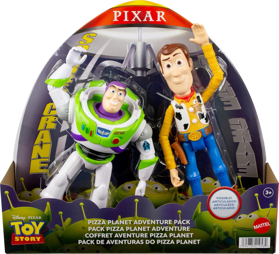 Mattel Disney And Pixar Toy Story 7-Inch Woody And Buzz Action Figure Toys 2-Pack, Pizza Planet Adventure