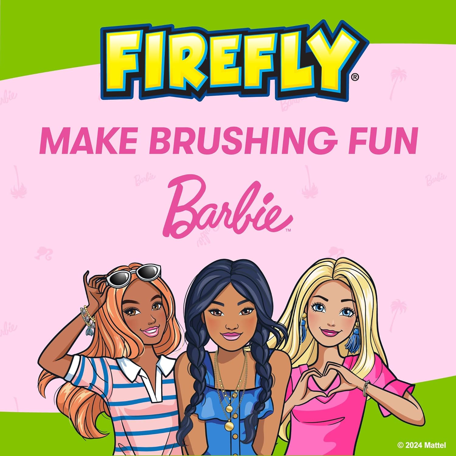 FIREFLY Slim Sonic Barbie Toothbrush, USB Charging, Antibacterial Cover