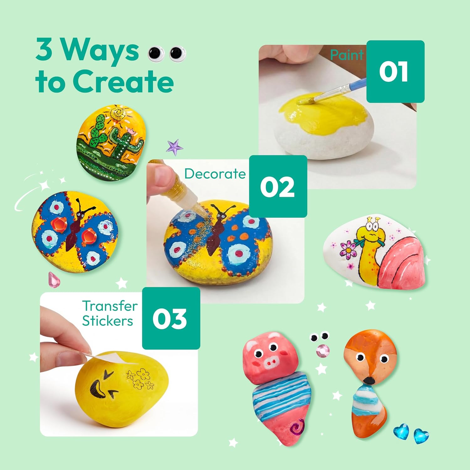 Klever Kits Rock Painting Kit For Kids