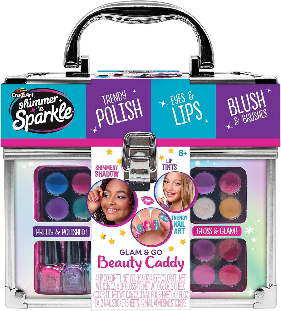 Shimmer 'N Sparkle Glam to Go Beauty Caddy, Makeup Set with Nail Polish and Glitter, Ages 6 and Up