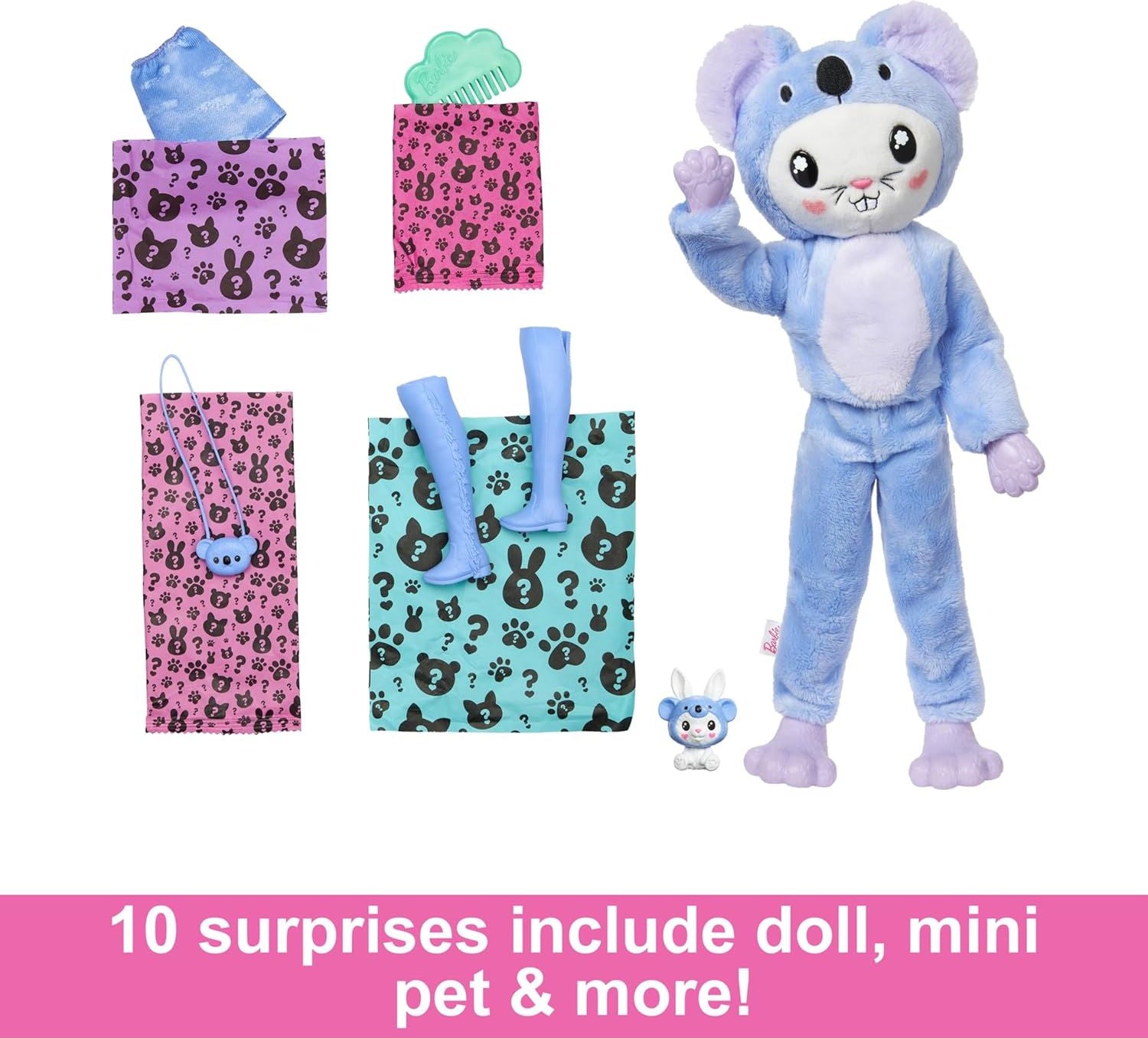 Barbie Cutie Reveal Doll & Accessories with Animal Plush Costume & 10 Surprises Including Color Change Easter Basket Stuffers, Bunny as a Koala in Costume-Themed Series