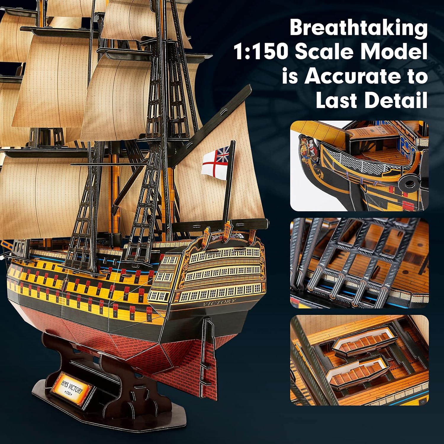 CubicFun 3D Puzzles Large HMS Victory Vessel Ship Sailboat Model Kits 189 pcs