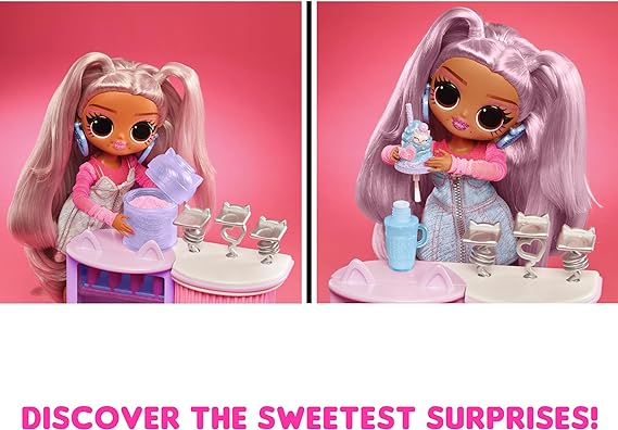 LOL Surprise OMG Sweet Nails - مقهى Kitty K مع 15 مفاجأة، بما في ذلك طلاء أظافر حقيقي، اضغط على الأظافر، أوراق الملصقات، مادة لامعة، دمية أزياء واحدة، والمزيد!