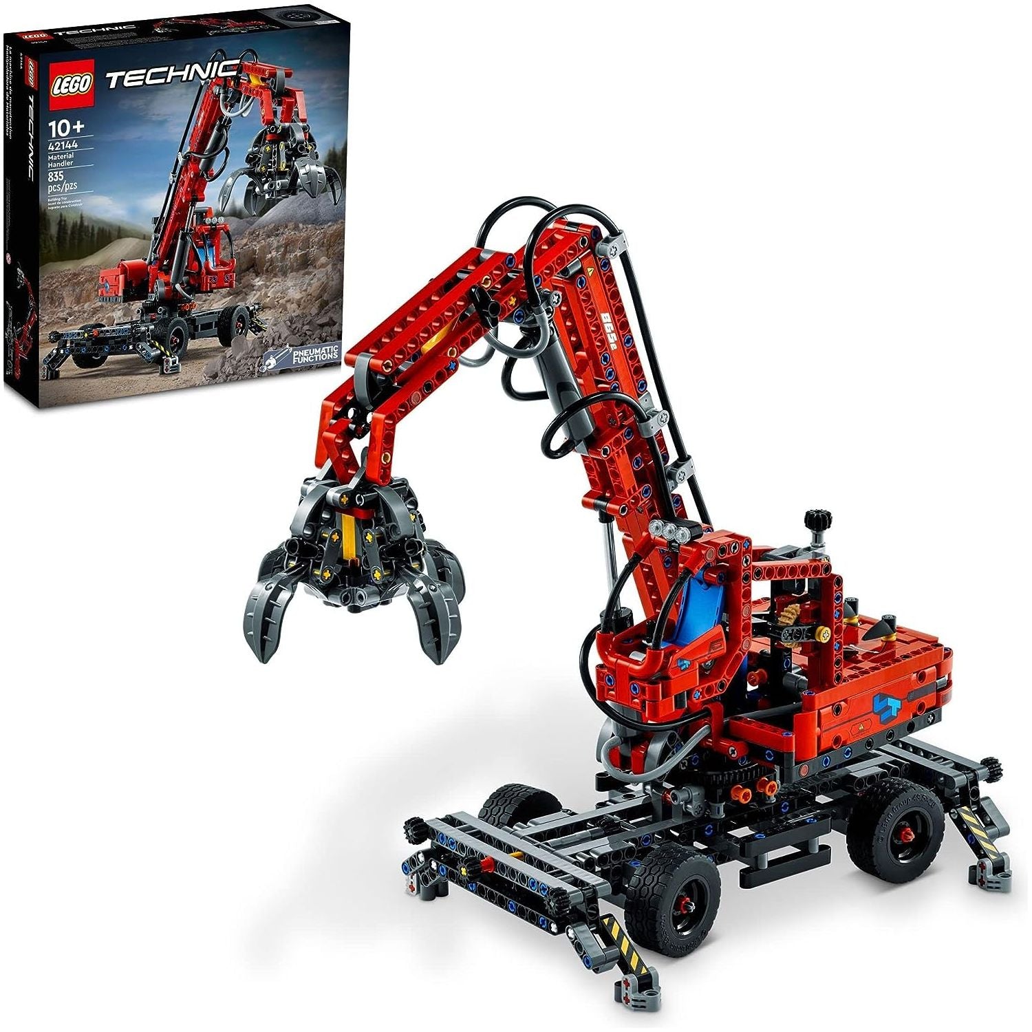 LEGO 42144 Technic Material Handler Crane Building Toy Set for Kids, Boys, and Girls Ages 10+ (835 Pieces)