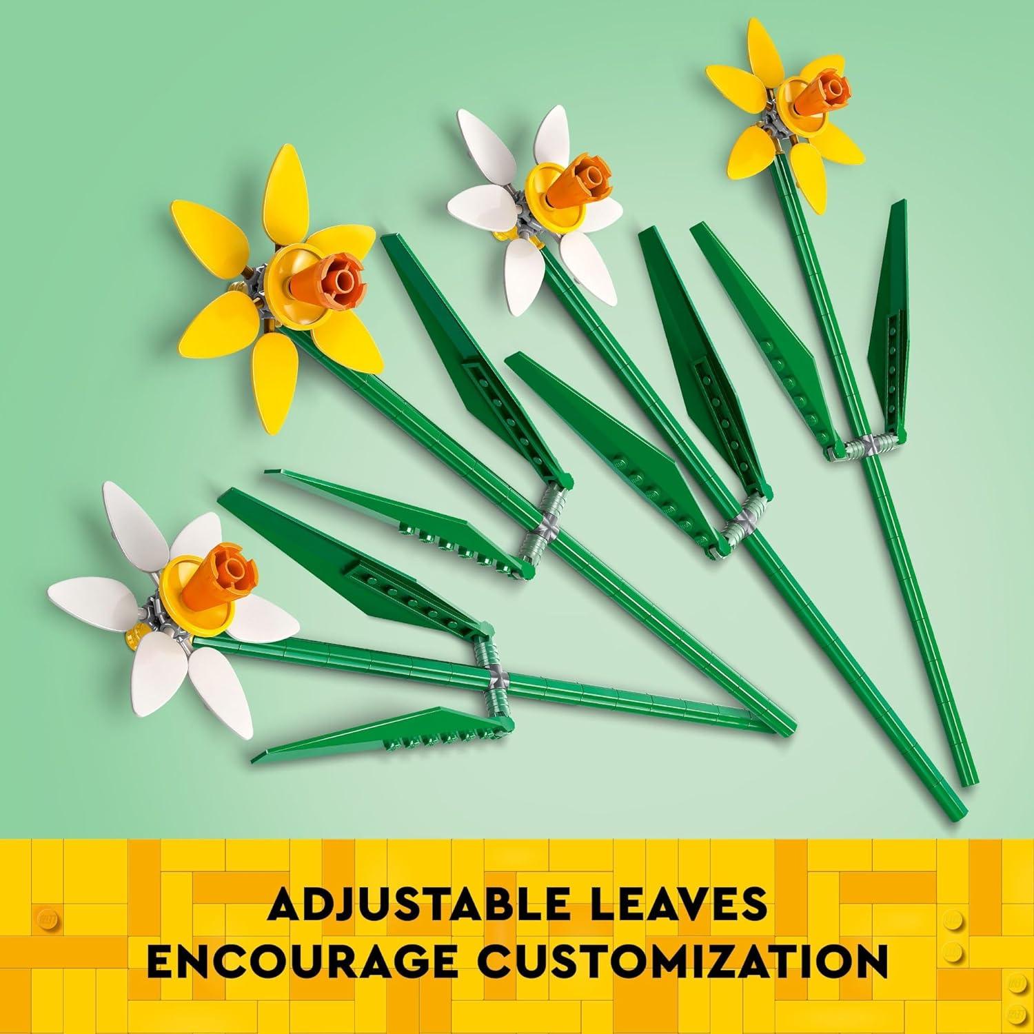 LEGO 40747 Daffodils Celebration Gift, Yellow and White Daffodils, Spring Flower Room Decor, Great Gift for Flower Lovers,