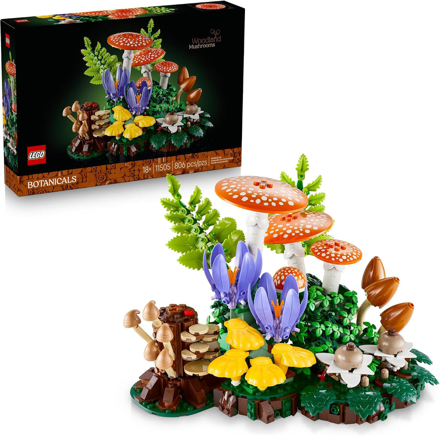 LEGO Botanicals Woodland Mushrooms - Building Set for Adults, Ages 18+ - Mushroom Decor for Home Office or Desk - 11505