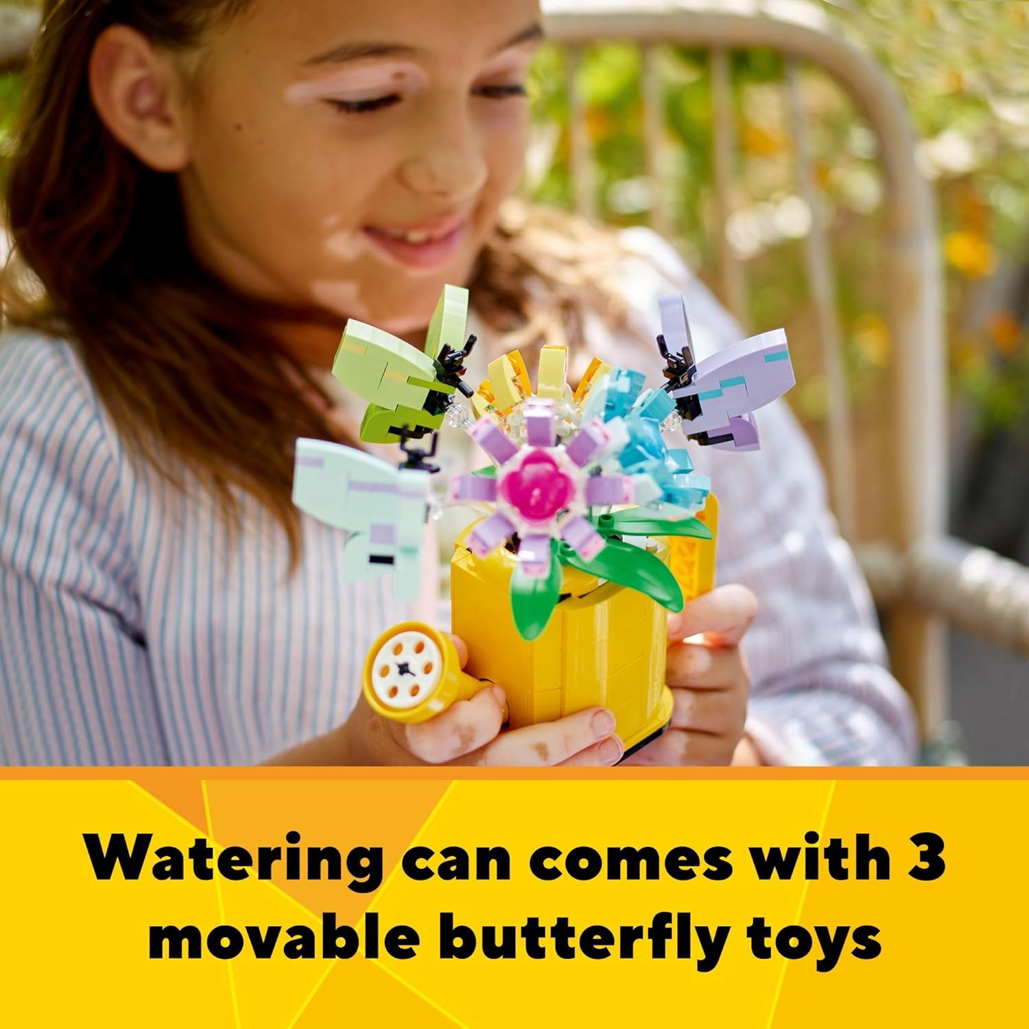 LEGO 31149 Creator 3 in 1 Flowers in Watering Can Building Toy, Transforms into Rain Boot or 2 Birds, Fun Animal Toy Easter Gift for Kids, Easter Basket Stuffers.