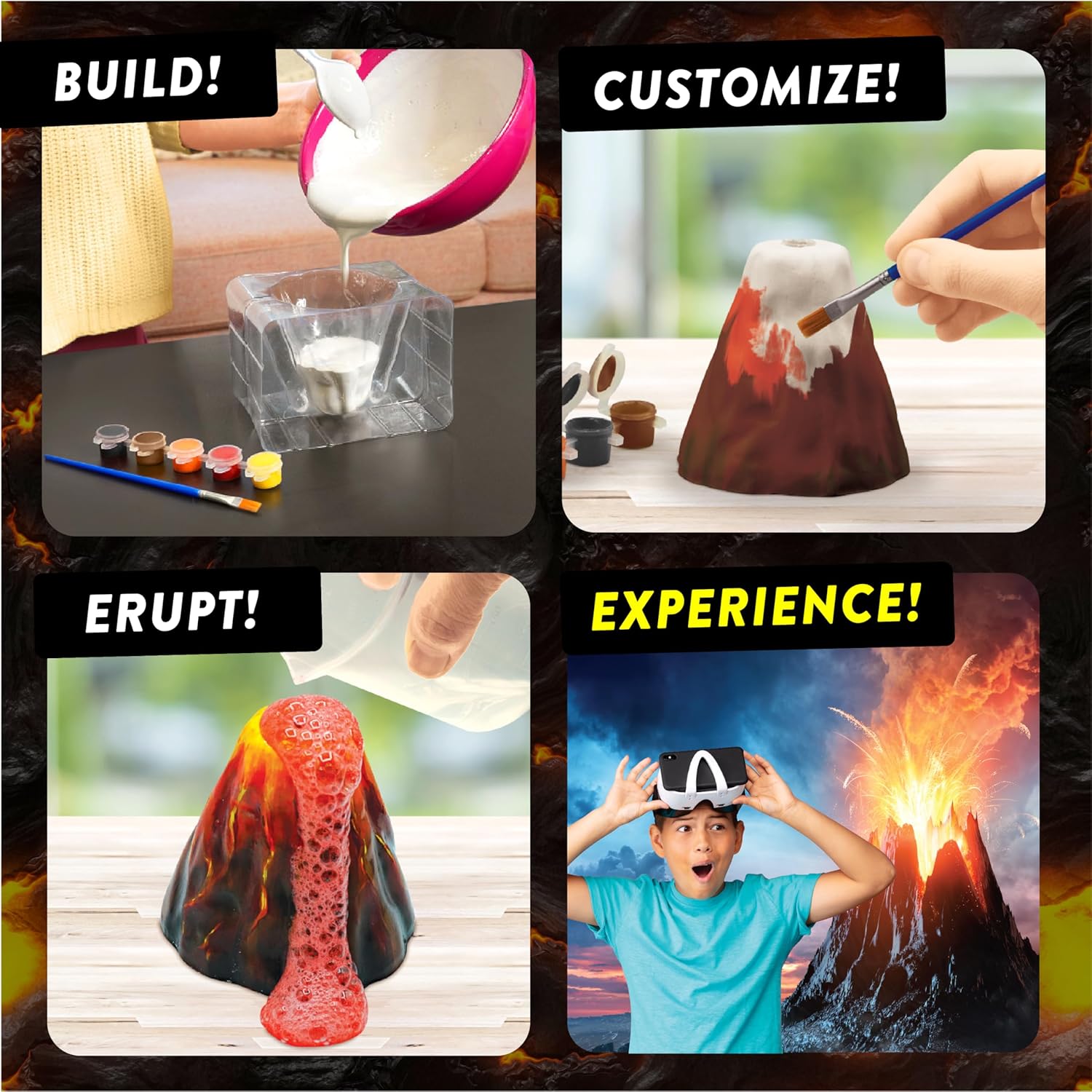 Abacus Brands STEAM Volcano Lab VR - Build and Erupt Your Own Volcano - Virtual Reality Kids Science Kit, Book and Interactive STEAM Learning Activity Set - for Ages 8 and Up