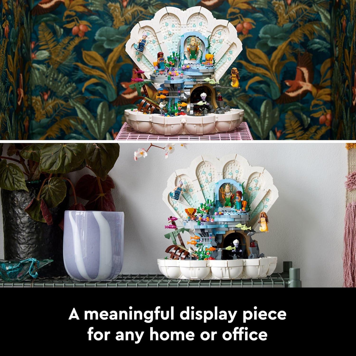 LEGO Disney The Little Mermaid Royal Clamshell 43225 Collectible Adult Building Set, Gift for Disney Princess Movie Fans Ages 18 and Up, Featuring Ariel, Ursula, King Triton, Sebastian and Flounder