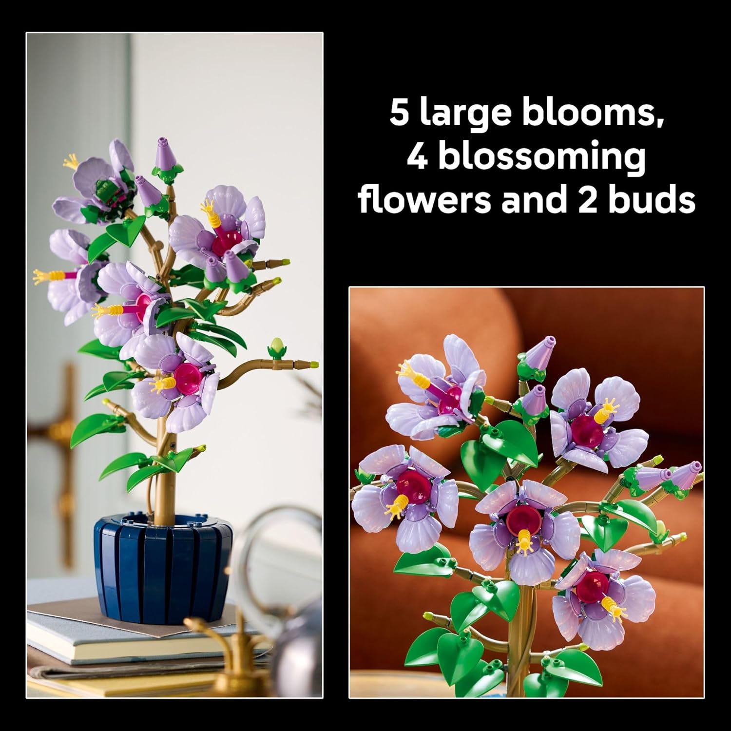 LEGO Botanicals Hibiscus Flower Building Set - Artificial Plant & Flower Building Blocks for Women & Men, Ages 18+ - Home, Office Decor Gift Idea - 10372