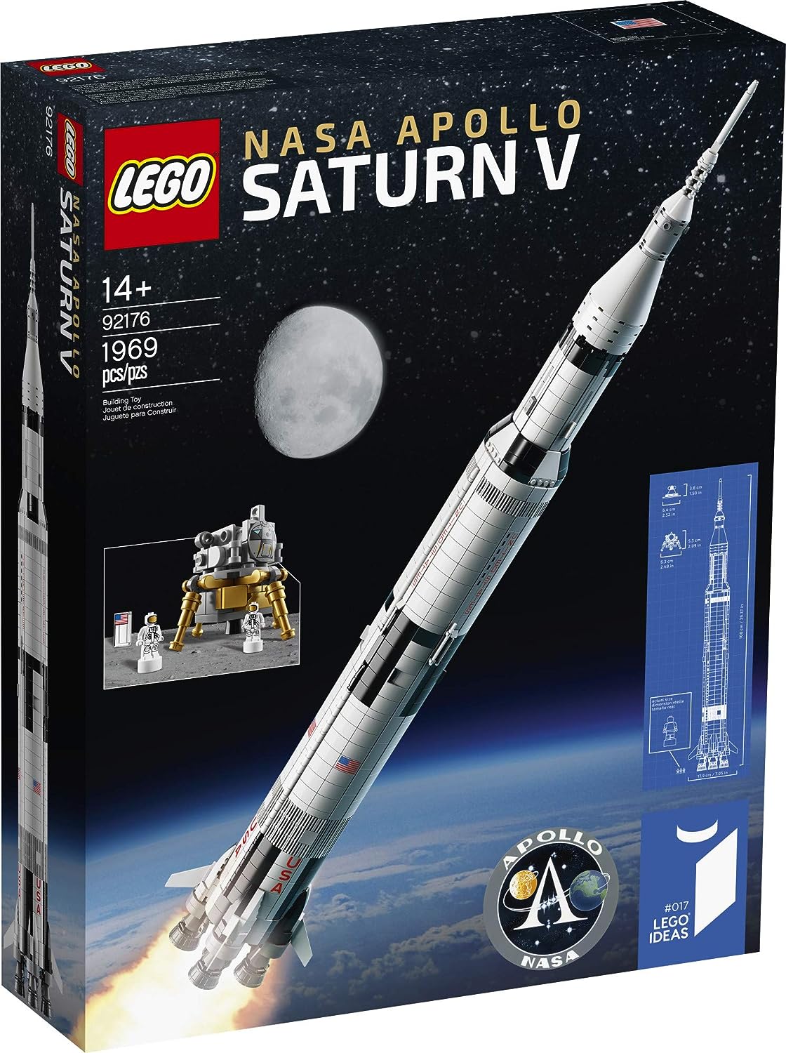 LEGO Ideas 92176  NASA Apollo Saturn V Outer Space Model Rocket for Kids and Adults, Science Building Kit (1969 Pieces)