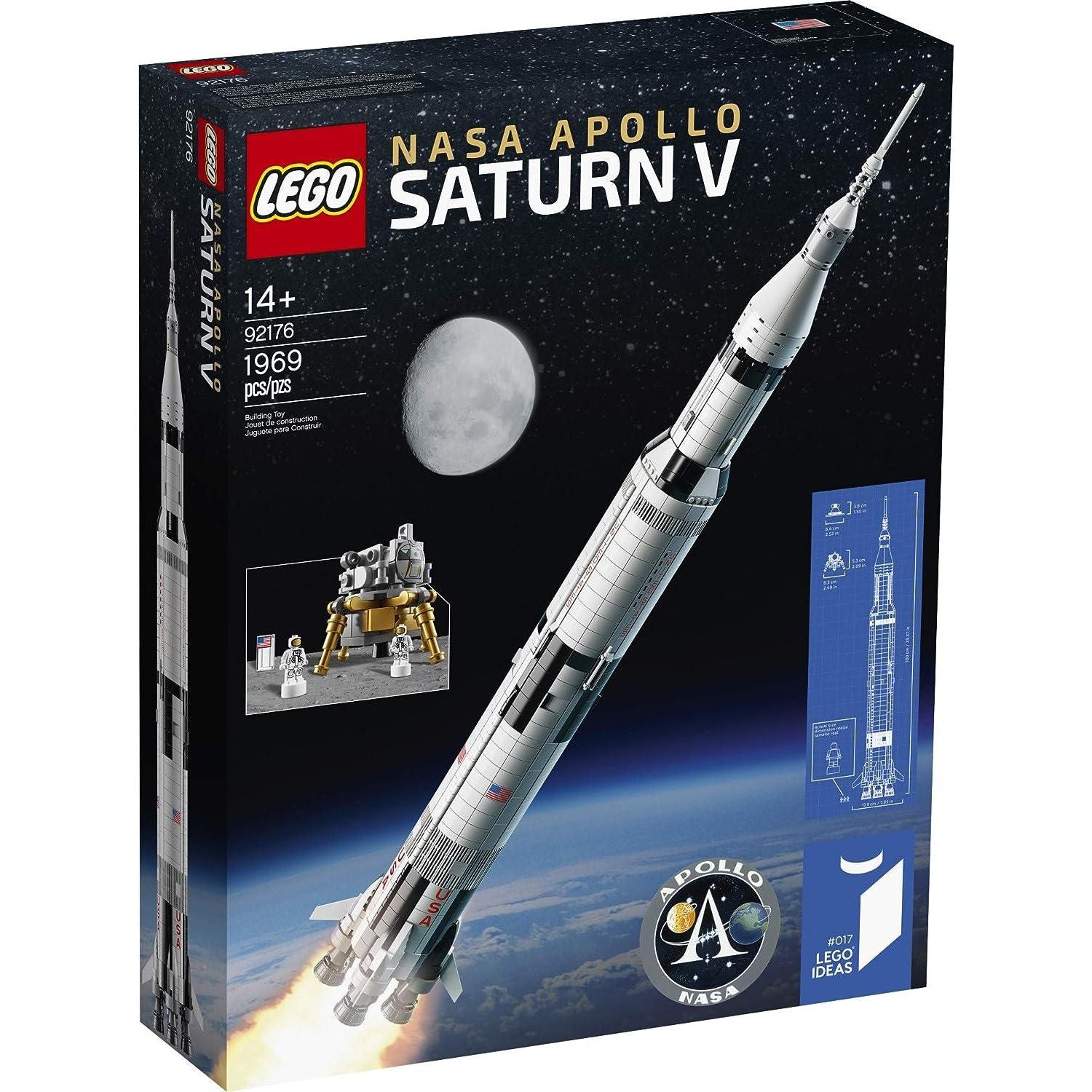 LEGO Ideas 92176  NASA Apollo Saturn V Outer Space Model Rocket for Kids and Adults, Science Building Kit (1969 Pieces)