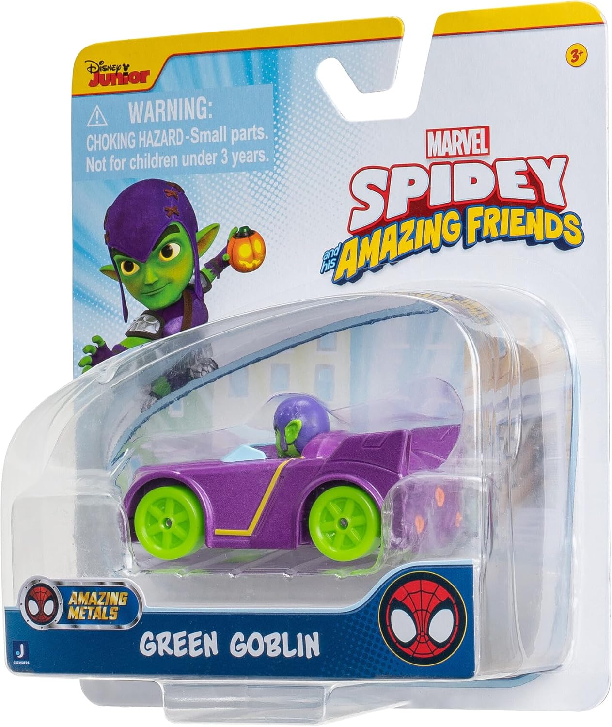 Disney Junior Marvel Spidey and his Amazing Friends Amazing Metals Race Car 1:64 Scale - Green Goblin