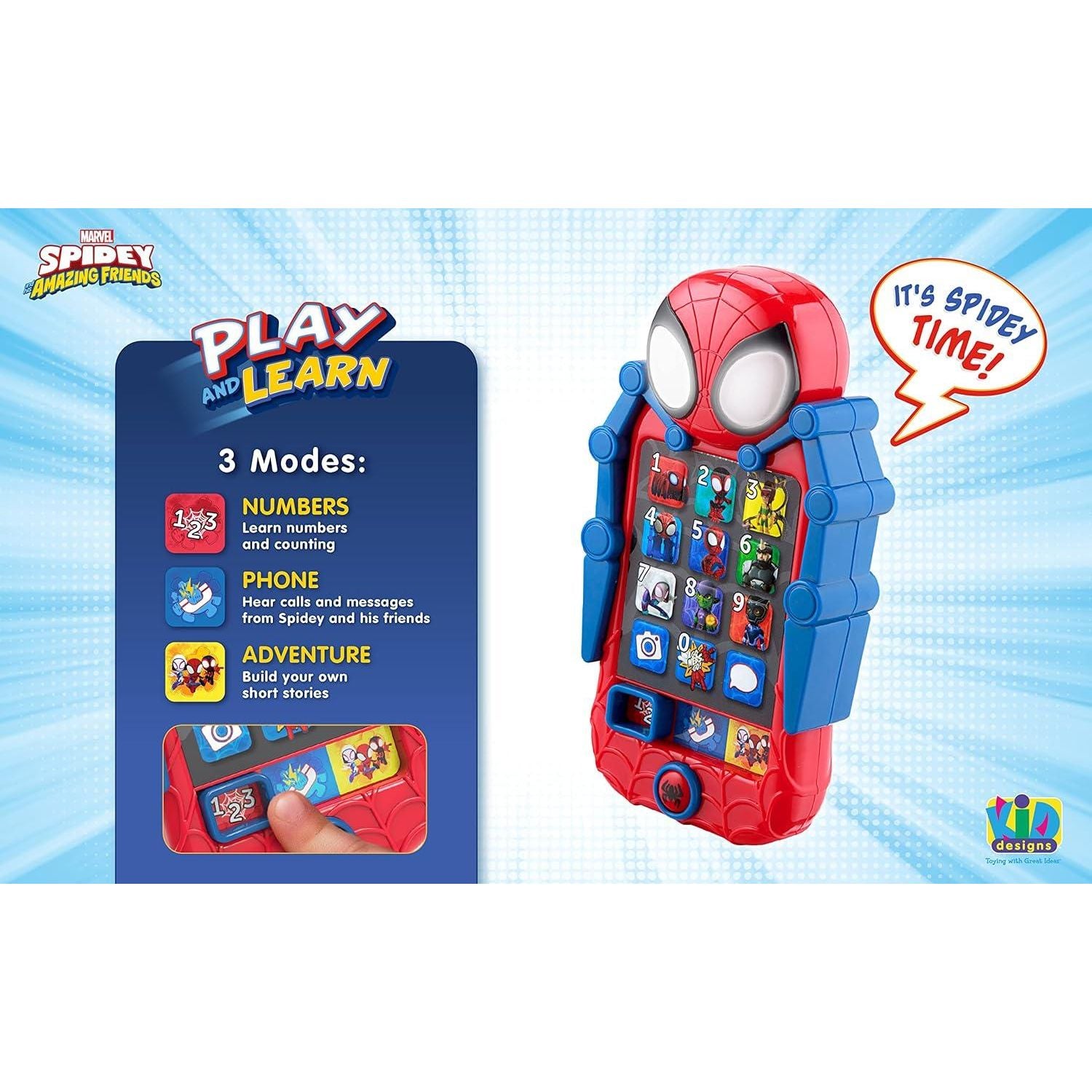 eKids Spidey and His Amazing Friends Toy Phone for Toddler with Built-in Preschool Learning Games, Educational Toys for Activities and Pretend Play, for Fans of Spiderman Gifts