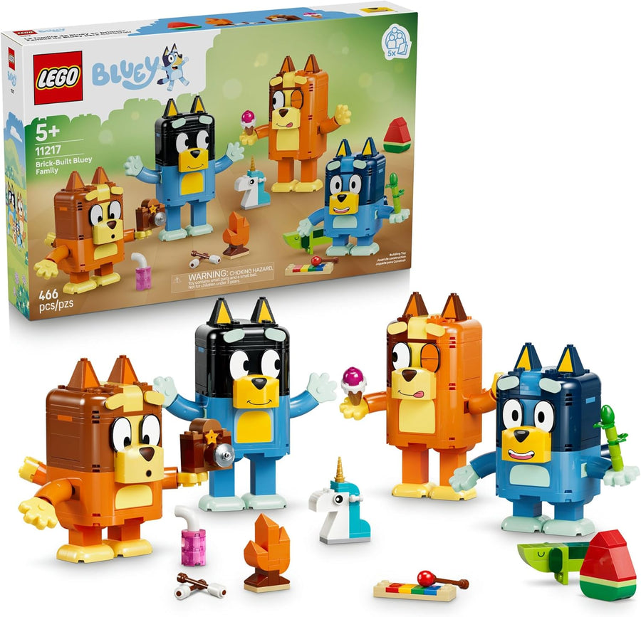LEGO Bluey Brick-Built Bluey Family - Building Toy for Girls & Boys, Ages 5+ - Figures for Play or Display - Kids Bedroom or Desk Decor - Gift for Birthdays - 11217