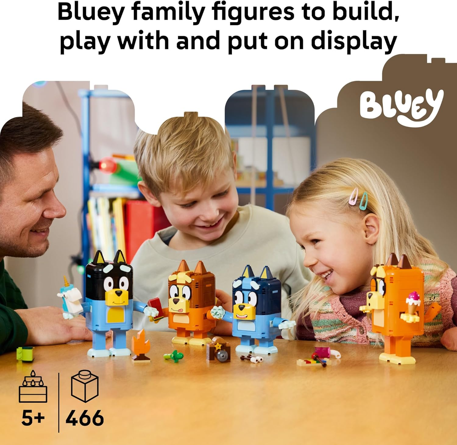 LEGO Bluey Brick-Built Bluey Family - Building Toy for Girls & Boys, Ages 5+ - Figures for Play or Display - Kids Bedroom or Desk Decor - Gift for Birthdays - 11217