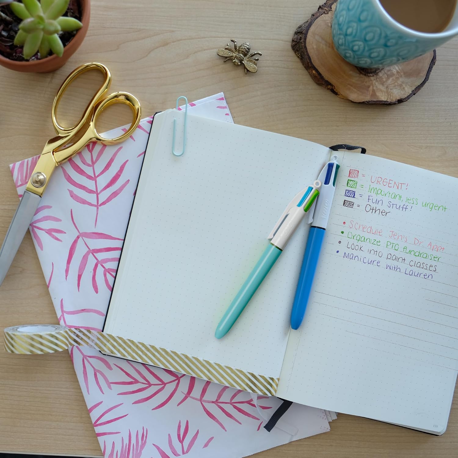 BIC 4 Color Fashion Retractable Ballpoint Pen with 1.0 mm Medium Point and Assorted Ink, 2-Count Pack