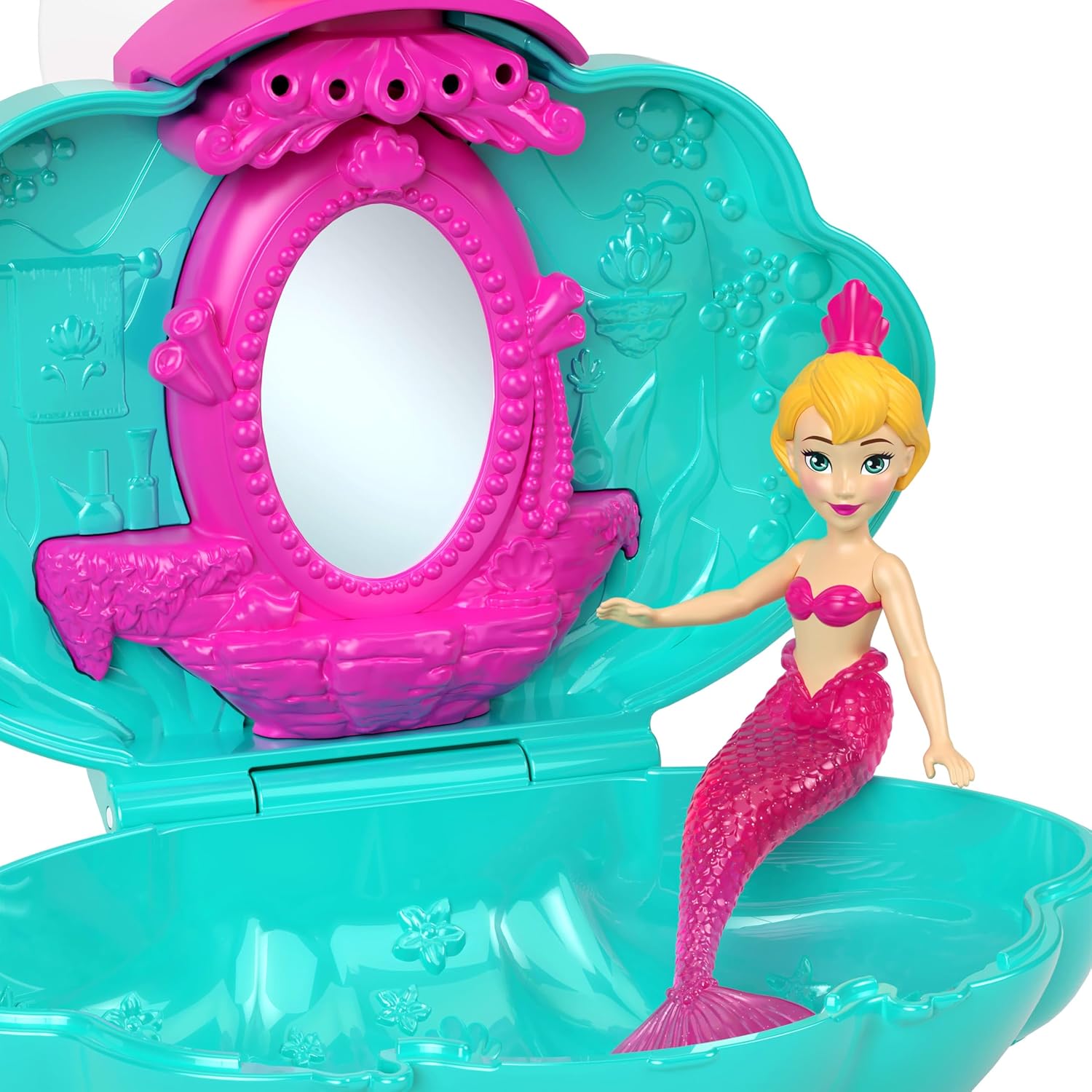 Mattel Disney Princess Mermaid Bath Surprise Small Dolls & Accessories in Shell Playsets with Slides, Inspired by Disney Movies Assorated