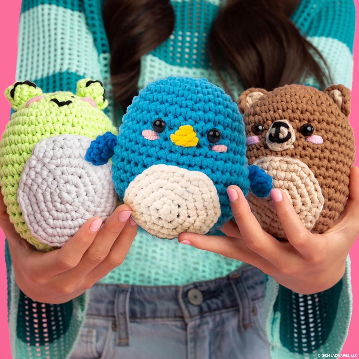 Squishmallows Original Omar The Bear Crochet Kit, Includes Yarn, Crochet Hook, Starter Hooks, Step-by-Step Tutorials, Exclusive Crochet Kit for Beginners, DIY Craft, Crochet Kits, Great Teen Gifts