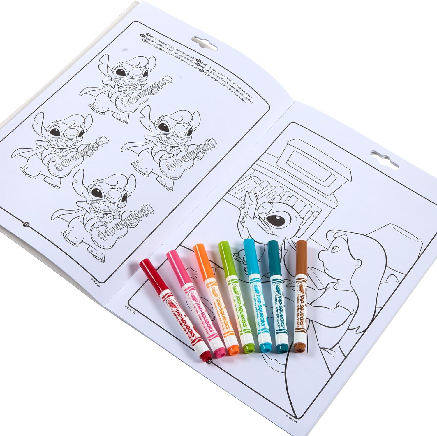 Crayola Lilo & Stitch Activity & Coloring Album, 32 Colouring Pages and 7 Mini Washable Felt Tip Pens