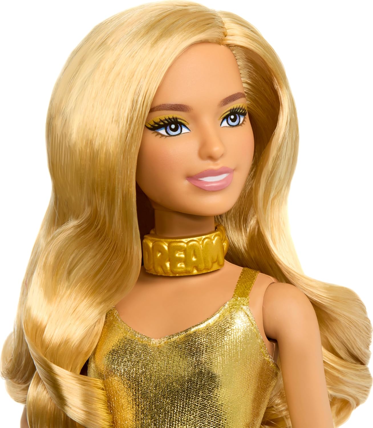 Barbie Fashionistas Doll #222, Petite With Blonde Wavy Hair, Golden Jumpsuit, 65th Anniversary