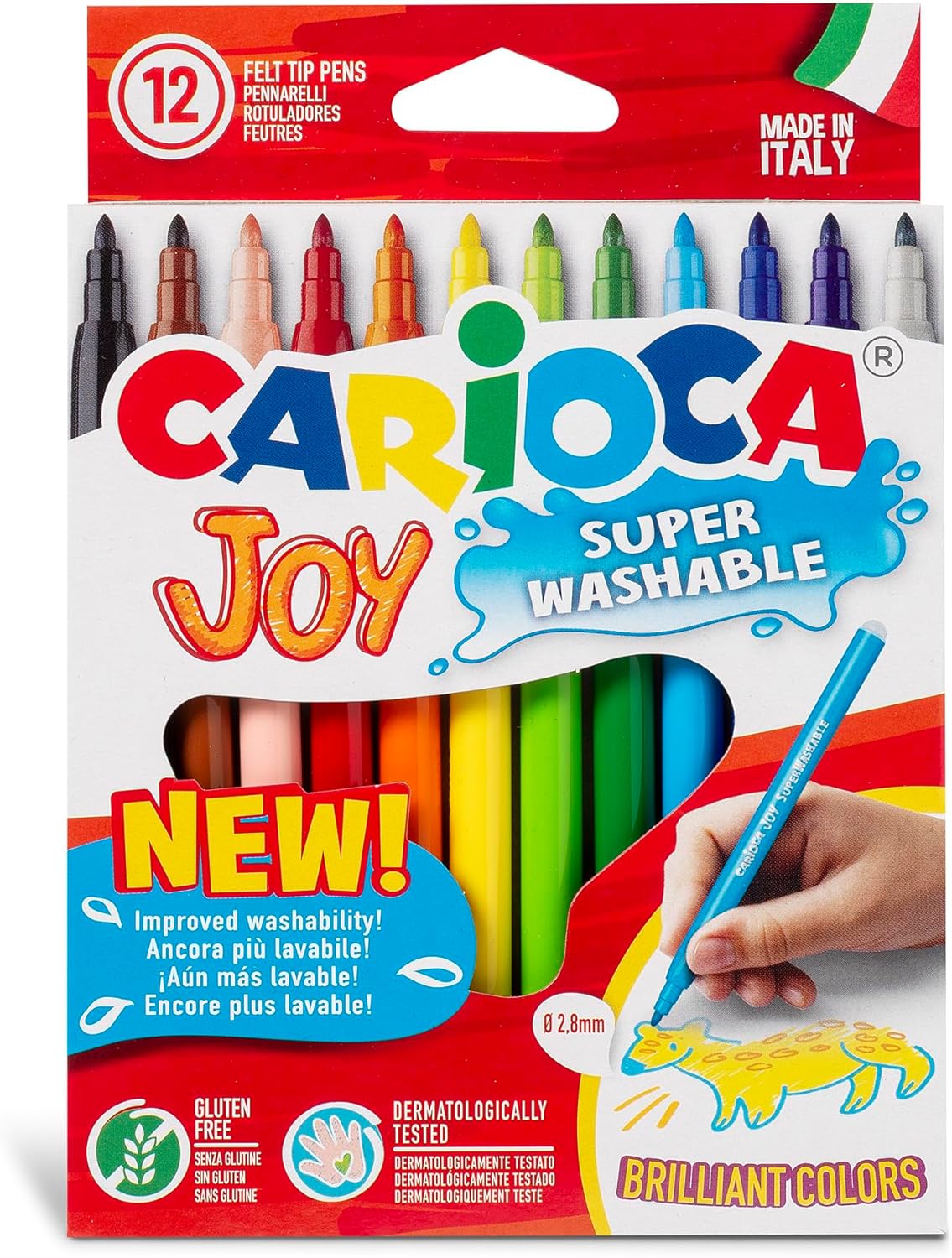 Carioca super washable fine nib color markers - set of 12