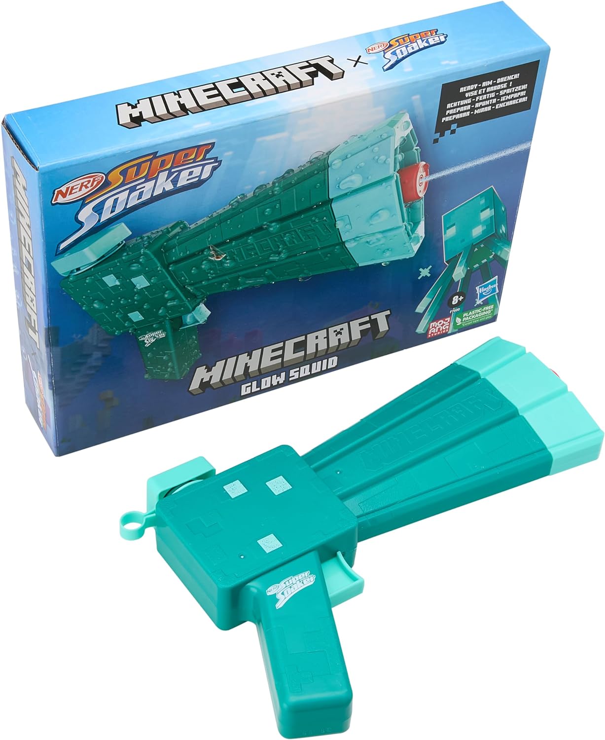 Hasbro Nerf Super Soaker Minecraft Glow Squid Water Blaster, Minecraft Dungeons Squid Mob Design