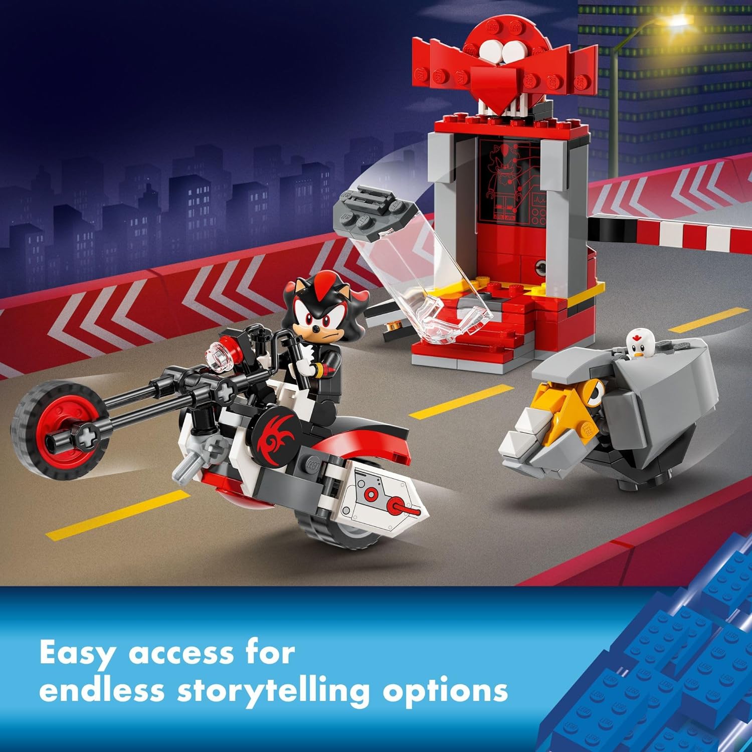 مجموعة بناء LEGO 76995 Sonic The Hedgehog Shadow The Hedgehog Escape، لعبة دراجة نارية، شخصيات ألعاب فيديو، لعبة سونيك للأطفال.