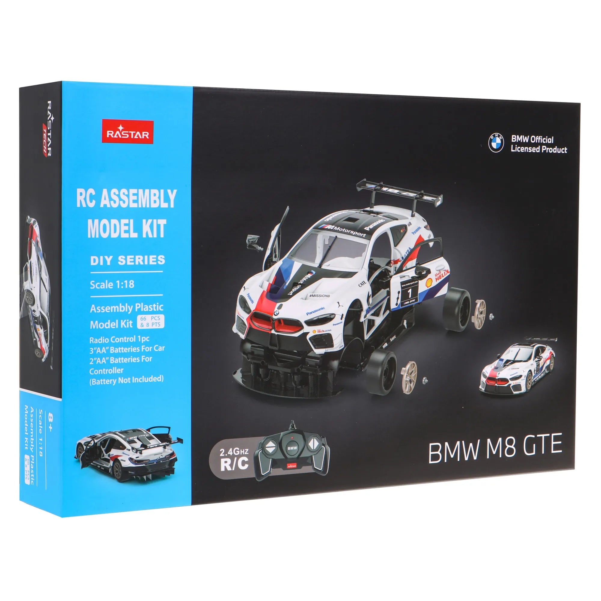 Rastar R/C Car BMW M8 GTE Building kit 1:18 White