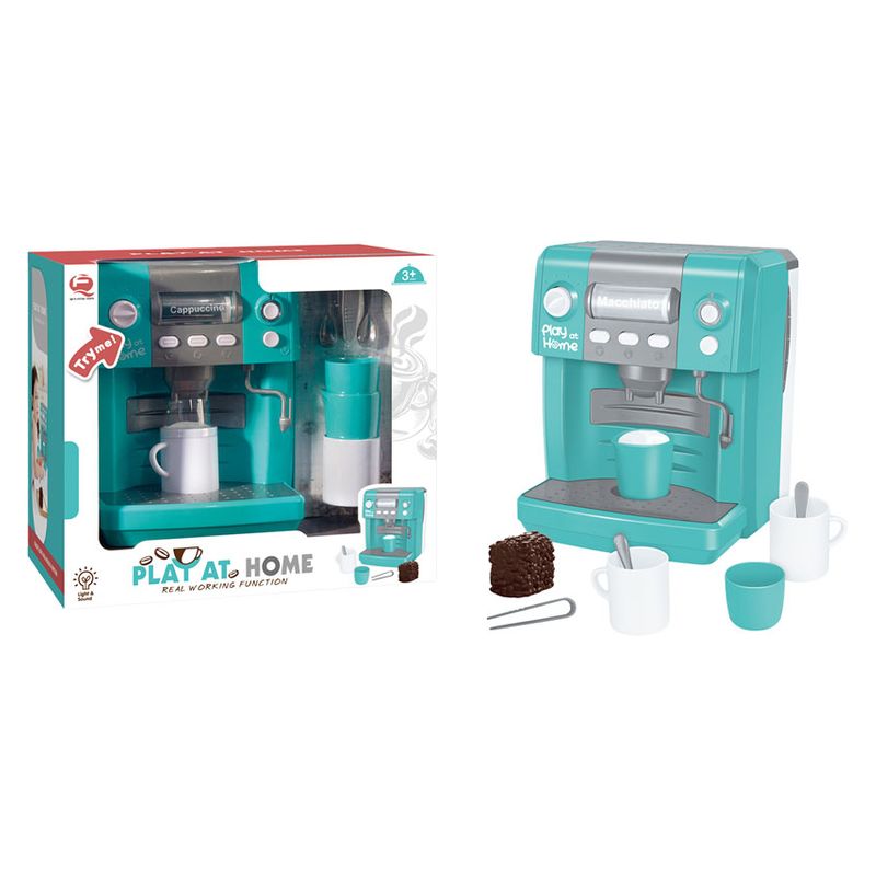Play at Home Kids Coffee Machine Toy - Real Working Function Pretend Play Kitchen Set with Lights & Sound