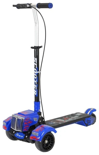 Kids 3-Wheel Scooter with LED Wheels & Adjustable Handlebar – Blue Flame Design