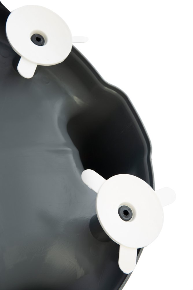 Close-up of a black and white mechanical component
