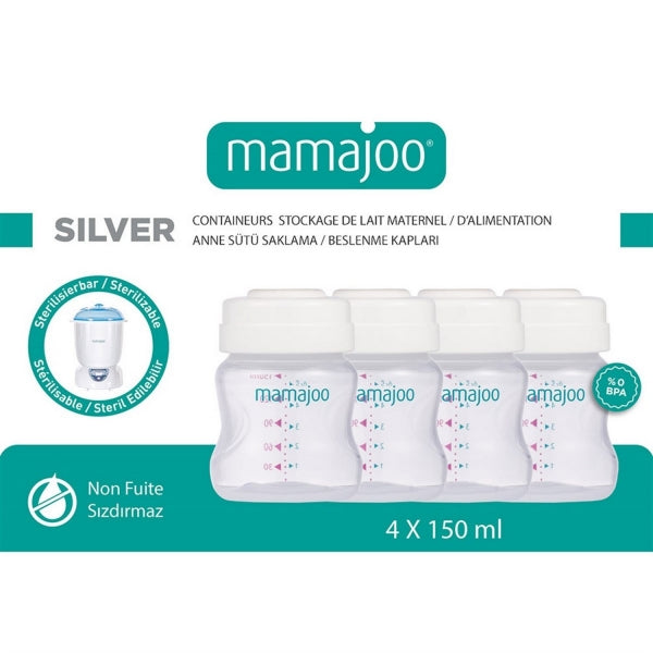 Mamajoo Breastmilk & Baby Food Storage Containers 150ml – 4 Pack