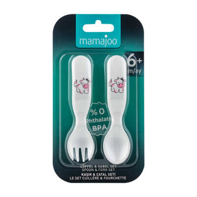 Mamajoo Toddler Spoon & Fork Set – Cow