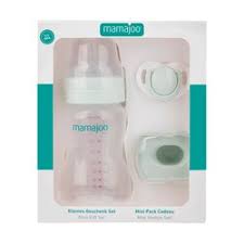Mamajoo Mini Baby Gift Set with Anti-Colic Bottle & Soother – Powder Green, 250ml